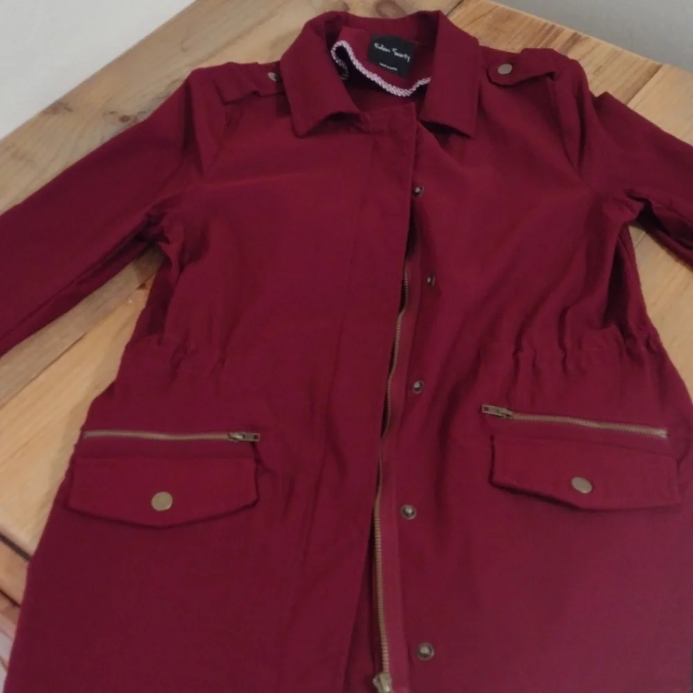 Eden Society Burgundy Full Front Zip Utility Jacket Size S - Picture 10 of 12